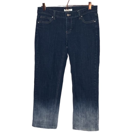 White House Black Market 6 Dark Wash Noir Ombre Dip Dye Stretch Slim Crop Jeans - Picture 1 of 4